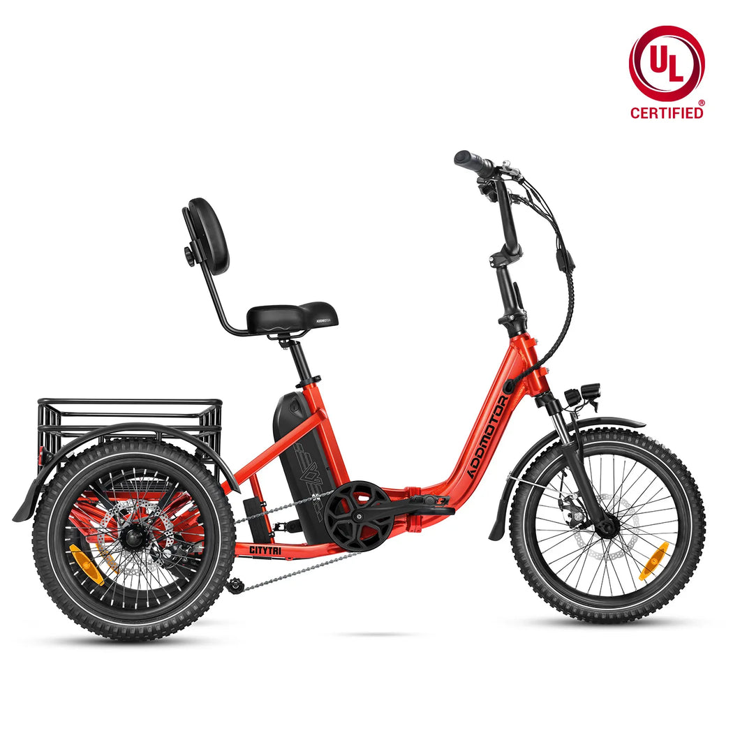 Addmotor Citytri E-310 Complete Folding Electric Tricycle - Candy Red - PICK-UP ONLY