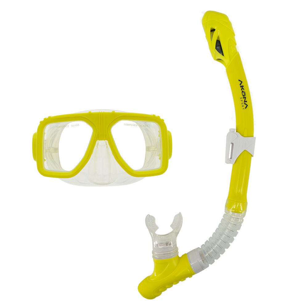 Adult Mask & Snorkel Set Yellow/Clear Silicone