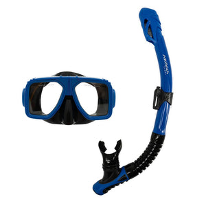 Adult Mask & Snorkel Set Blue/Black Silicone