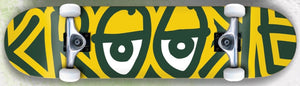 Krooked Bigger Eyes Complete Skateboard 7.3 x 29.3 Yellow/Green