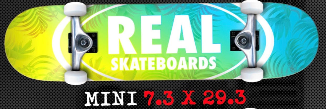Real Island Oval Complete Skateboard 7.3 x 29.3 Yellow/Teal