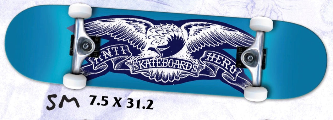 Antihero Eagle Complete Skateboard 7.5 x 31.2 Teal - PICK UP ONLY
