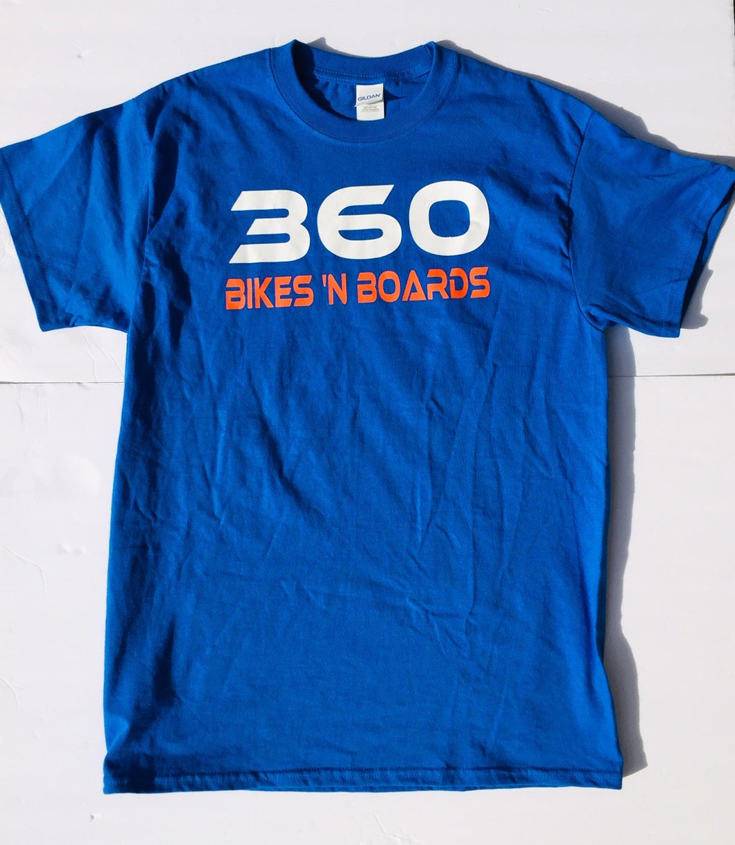 360 Bikes 'N Boards Blue Traditional Tee Medium