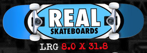 Real Complete Skateboard 8.0 x 31.8 Blue/Teal