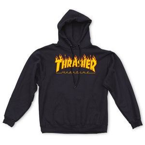 Thrasher Flame Logo Pullover Hoodie - Black