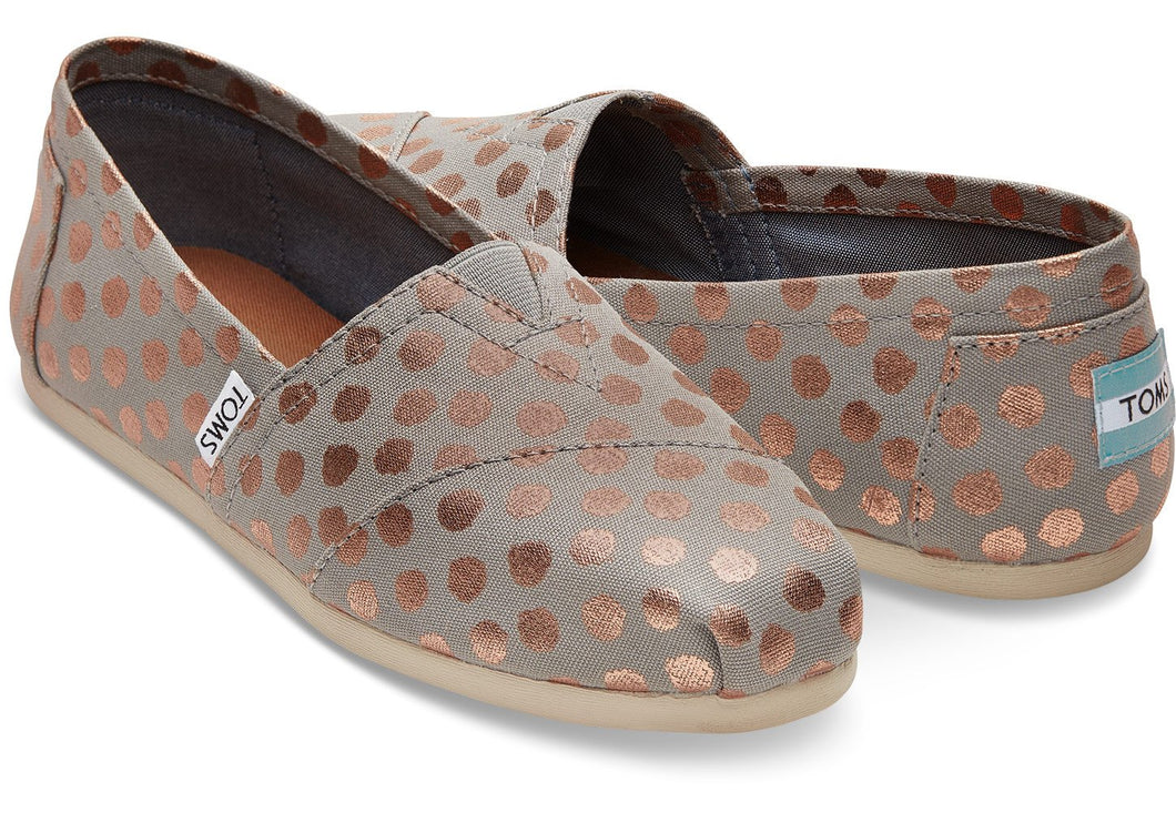 Toms Classic Women's Shoes - Drizzle Grey/Rose Gold Foil Dots
