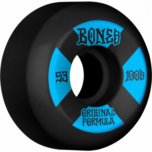 Bones 100's V5 Sidecuts Skateboard Wheels - 53mm 100A - Black/Blue