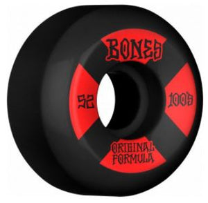 Bones 100's V5 Sidecuts Skateboard Wheels - 52mm 100A - Black/Red